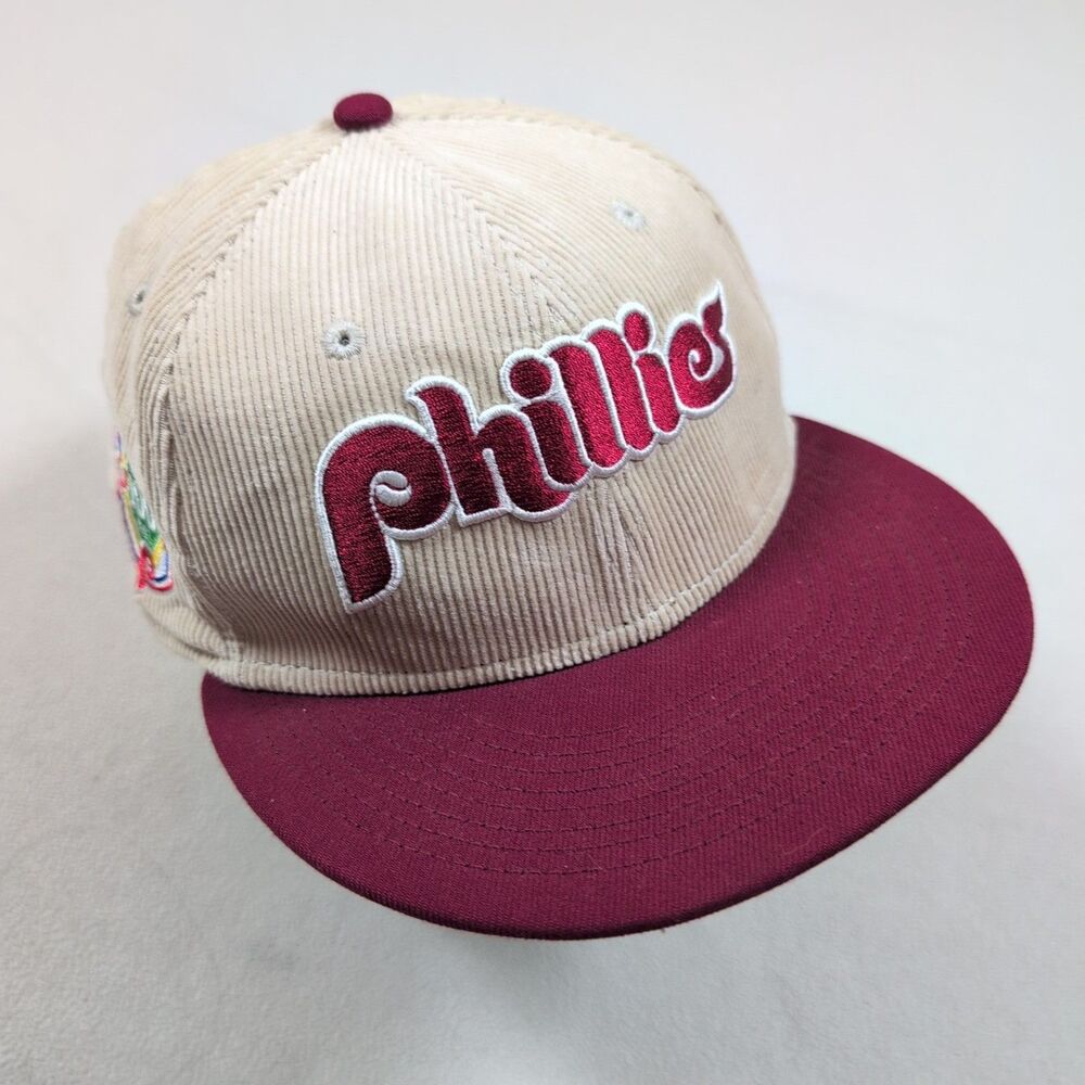 New Era Philadelphia Phillies 59Fifty Corduroy Hat 7 1/4 100th Year Anniv. Patch